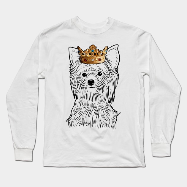 Yorkshire Terrier Dog King Queen Wearing Crown Long Sleeve T-Shirt by millersye